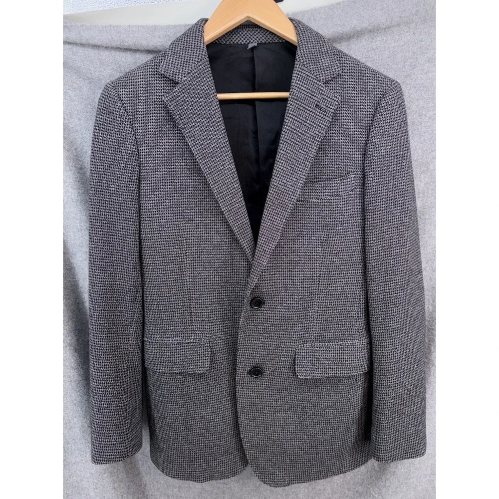 Bonobos Jetsetter Italian Knit Blazer 36R Slim Fit Gray Black Micro Houndstooth